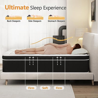 King Size Mattress 12 Inch, Premier King Bed Mattress in a Box with Gel Memory Foam & Pocket Springs for Pressure Relief & Motion Isolation CertiPUR-US, Upgraded Support