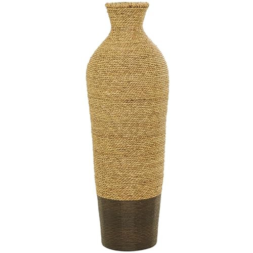 Deco 79 Seagrass Handmade Decorative Vase Tall Woven Floor Centerpiece Vase, Vase for Home Decoration 11" x 11" x 33", Brown