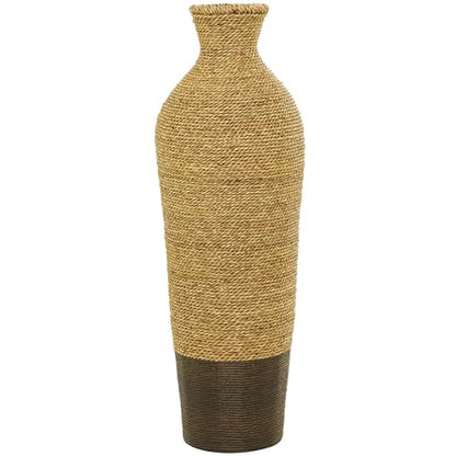 Deco 79 Seagrass Handmade Decorative Vase Tall Woven Floor Centerpiece Vase, Vase for Home Decoration 11" x 11" x 33", Brown