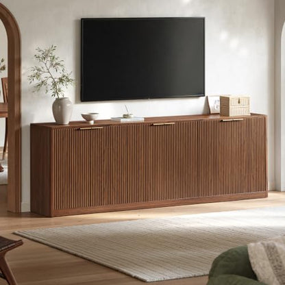 94.5" Fluted Walnut Buffet Cabinet with Storage, view 6