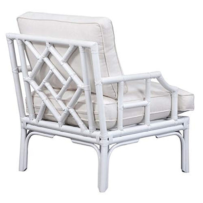 Safavieh Home Kazumi Coastal White Rattan Cushion Accent Chair (ACH6508A)