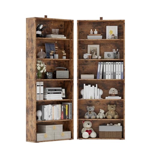 Bookshelf and Bookcases 70" Tall, 6 Tiers Display Storage Shelves, view 2