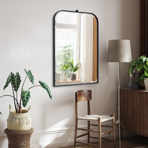 Beveled Bathroom Mirror, 22"x35" Vanity Mirror with Stainless Steel Frame, Modern Rectangle Wall Mirrors for Entryway Hallway Bedroom Fireplace Living Room