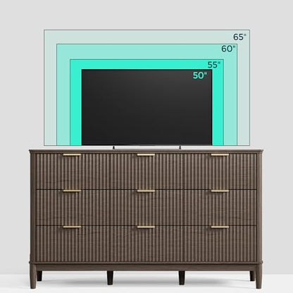 Fluted 9 Drawer Dresser for Bedroom, view 8