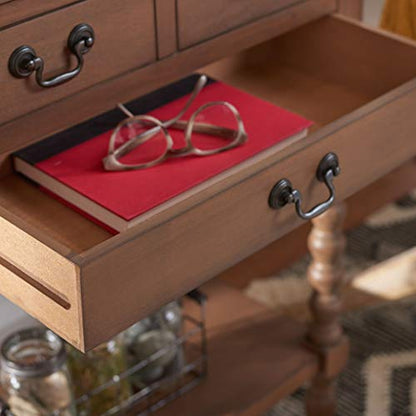 SAFAVIEH Furniture - Athena 3-Drawer Console Table - Brown - Solid Wood - Farmhouse Classic Design - Ideal for Entryway, Living Room, Hallway, 23.5" W x 13" D x 29.5" H (CNS5703C)