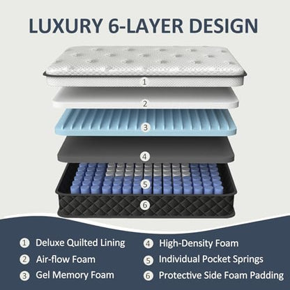 Full Size Mattress, 12 Inch Full Mattress in a Box, Pocket Spring, view 6