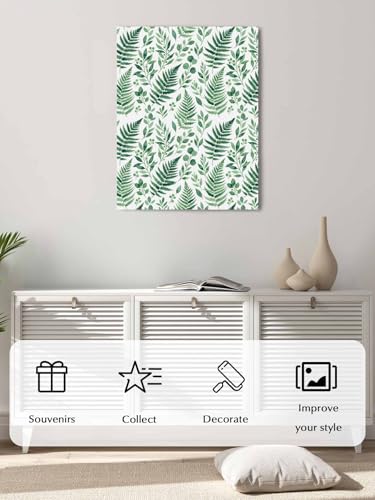 NuYeBiofx Watercolor Botanical Fern Fronds Canvas Wall Art Prints,40"x28" Framed Picture Artwork Green Leaves Printed Canvas Oil Painting for Living Room Bedroom Office,Ready to Hang