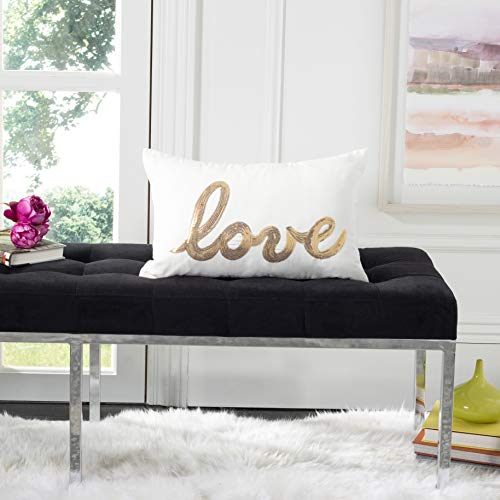 SAFAVIEH First Comes Love Throw Pillow, Gold/Cream