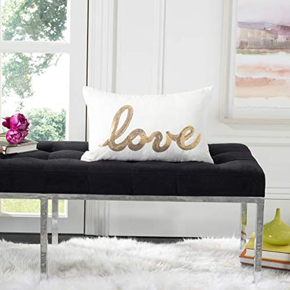 SAFAVIEH First Comes Love Throw Pillow, Gold/Cream