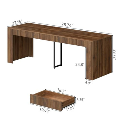 78.74" Executive Desk, Large Office Desk with 2 Drawer, view 3