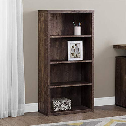 Monarch Specialties Bookcase - Sturdy Etagere with 3 Adjustable Book Shelves - 48”H (Brown)