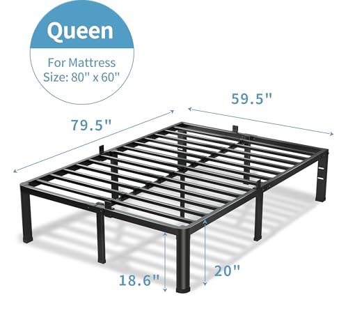 20 Inch Queen Bed Frame with Round Corners No Box Spring Needed, view 4