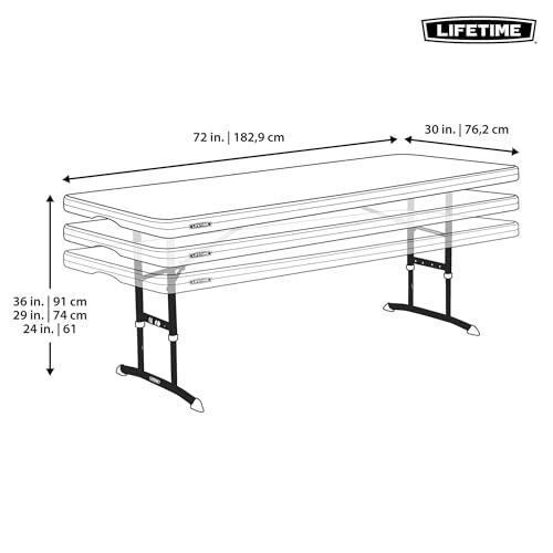 6-Foot Adjustable Height Nesting Table, Commercial, Almond