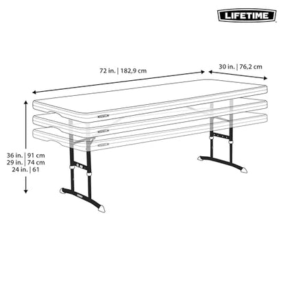 6-Foot Adjustable Height Nesting Table, Commercial, Almond