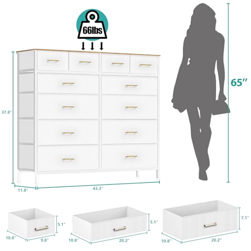 Dresser for Bedroom with 12 Deep Drawers, Wide Chest of Drawers, view 4