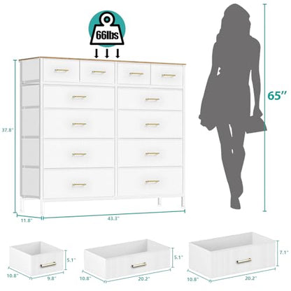Dresser for Bedroom with 12 Deep Drawers, Wide Chest of Drawers, view 4