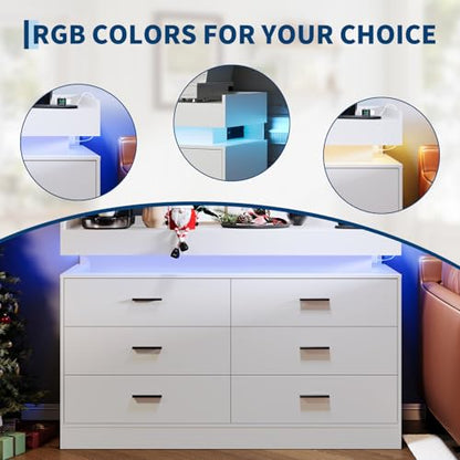 TV Stand Cabinet with LED Lights & Charging Station, view 8