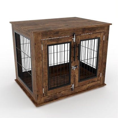Farmhouse Dog Crate Furniture End Table 31.5" l x 23.6" w x 26" h, view 3