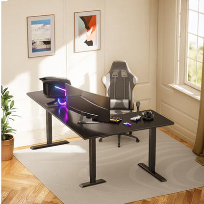 75" x 63" L Shaped Standing Desk Electric Adjustable Height, Black, view 3