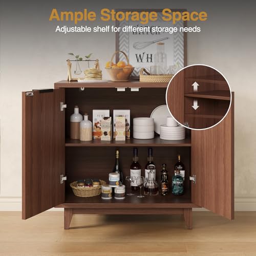 Buffet Cabinet with Storage Fluted Sideboard Accent Modern Credenza with 2, view 5