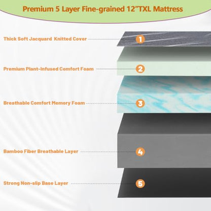 Premium Split King Adjustable Bed Frame with 12" Mattres, view 7