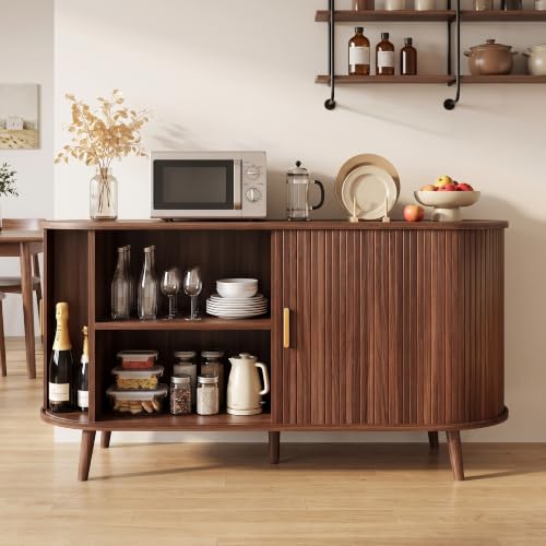 55" Fluted Sideboard Buffet Cabinet with Storage & Sliding Door, view 7