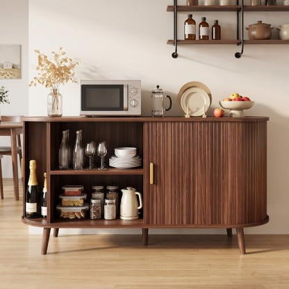 55" Fluted Sideboard Buffet Cabinet with Storage & Sliding Door, view 7