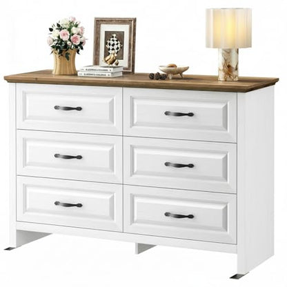 Farmhouse 6 Drawer Dresser, Wood Chest of Drawers with Natural Texture, view 2