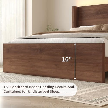 Queen Size Bed Frame with Headboard and LED Lights, view 6