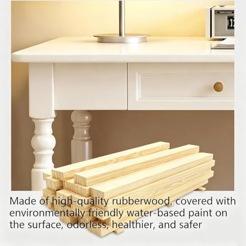 Vintage Solid Wood Writing Desk with Drawers (white, 31.5''), view 7