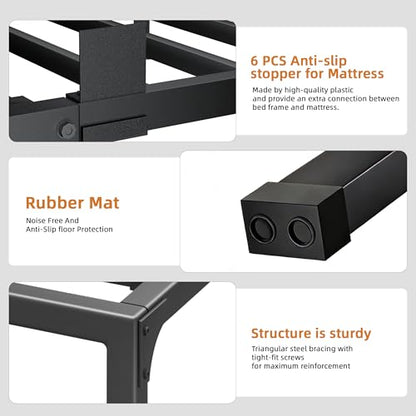 Metal Queen Bed Frame with Steel Support, view 7