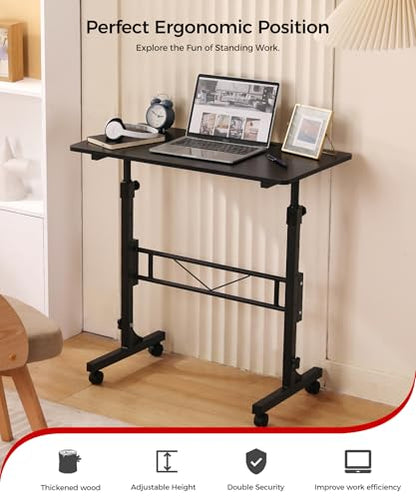 Standing Desk Adjustable Height, Mobile Stand Up Desk with Wheels, view 3