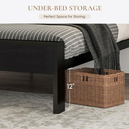 14 Inch King Size Metal Platform Bed Frame with Wooden Headboard and Footboard, view 5