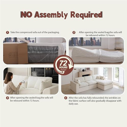115''Cloud Sectional Couch for Living Room, Modern L-Shape Sofa with Ottoman, Oversized Convertible 3 Seater Modular Couches, Forest Green