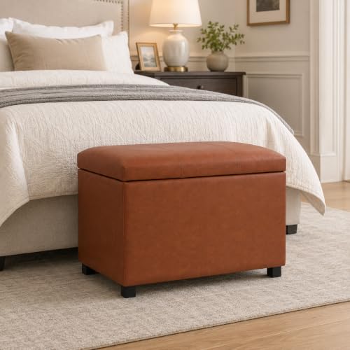 24-Inch Storage Ottoman Bench, Foot Stool Ottoman with Storage, view 7