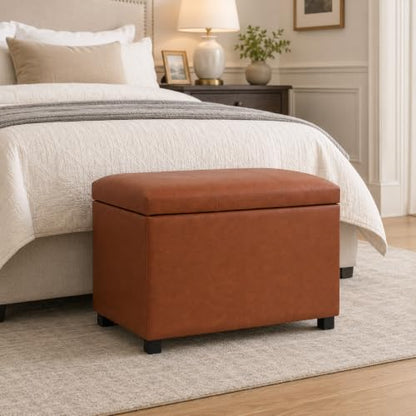24-Inch Storage Ottoman Bench, Foot Stool Ottoman with Storage, view 7