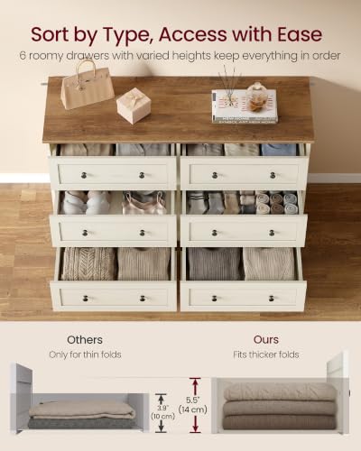 6-Drawer Dresser, Chest of Drawers, 47.2 x 15.7 x 30.7 in, view 5