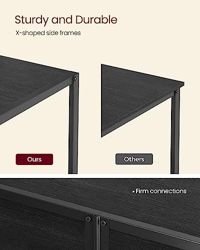 VASAGLE Modern TV Stand for TVs up to 65 Inches, 3-Tier Entertainment Center, Industrial TV Console Table with Open Storage Shelves, for Living Room, Bedroom, Black with Wood Grain ULTV097B22
