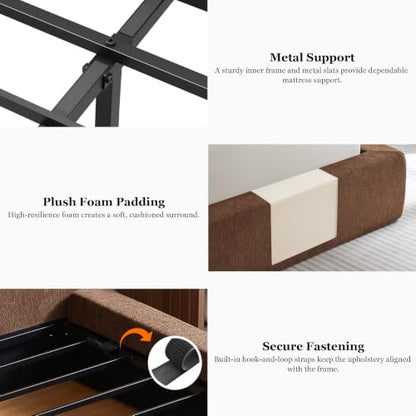 Queen Bed Frame w/ Classic Headboard, Cloud Upholstered Platform Bed Frame, view 4