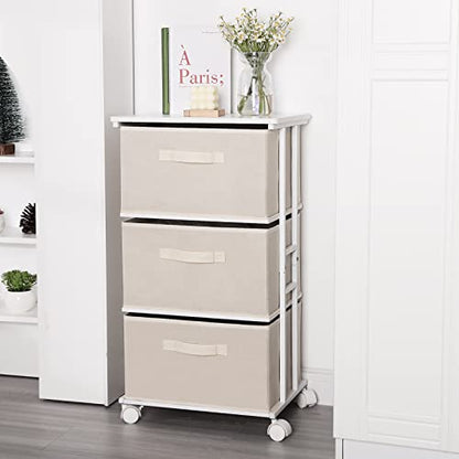 Dresser Tower with 3 Drawers for Bedroom, Fabric Storage Organizer Unit, view 7