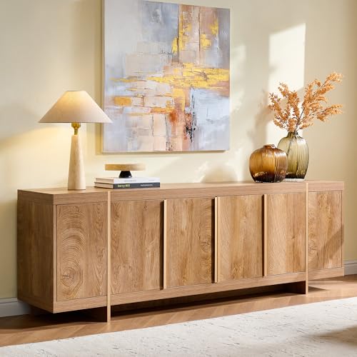 Modern 70" TV Stand Media Console for 80" TVs,Large Concealed Storage, view 2