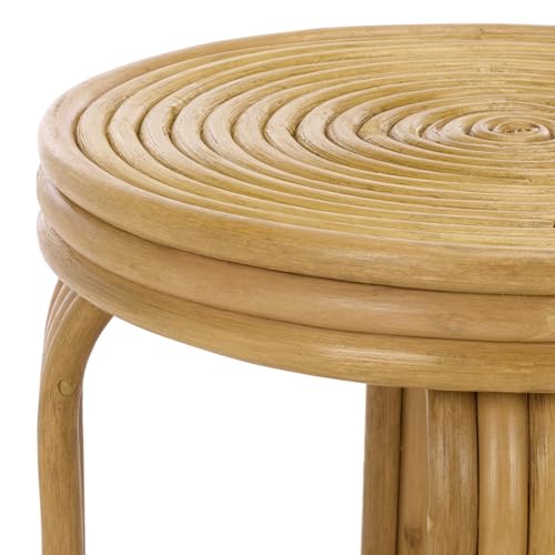 SAFAVIEH Furniture - Asleesh Round Accent Table - Natural Rattan - Fully Assembled - Ideal for Living Room, Bedroom, 16.5" W x 16.5" D x 17.7" H (ACC9901A)