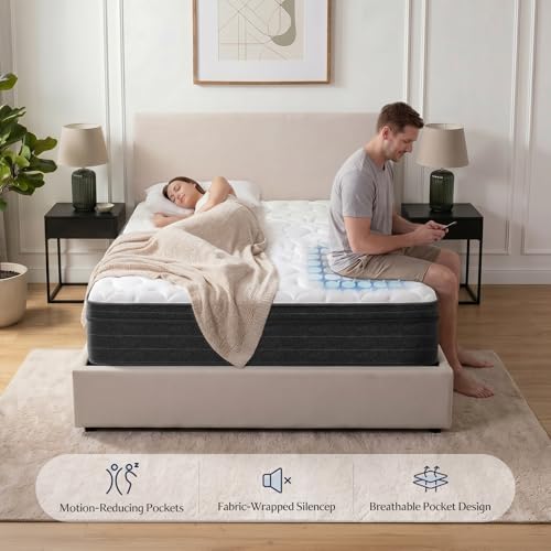 12 Inch Queen Hybrid Mattress in a Box, Medium Firm, Gray, view 4