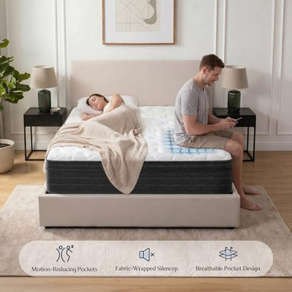 12 Inch Queen Hybrid Mattress in a Box, Medium Firm, Gray, view 4