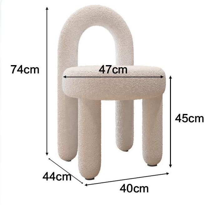 Bedroom Makeup Chair, Dressing Stool, Light Luxury and High-End Feeling, Simple and Thickened Internet Famous Nail and Dressing Table Chair,Cashmere White (Cashmere White)