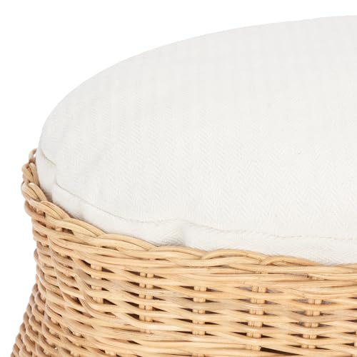 SAFAVIEH Home Collection Suli Honey Rattan/White Cushion Dome Cat Bed