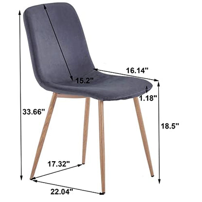 Dining Chairs Set of 4 Velvet Kitchen Chairs with Metal Legs Grey Modern Mid-Century Dining Room Chairs for Holiday Gatherings, Daily Use, Office Leisure Side Chairs
