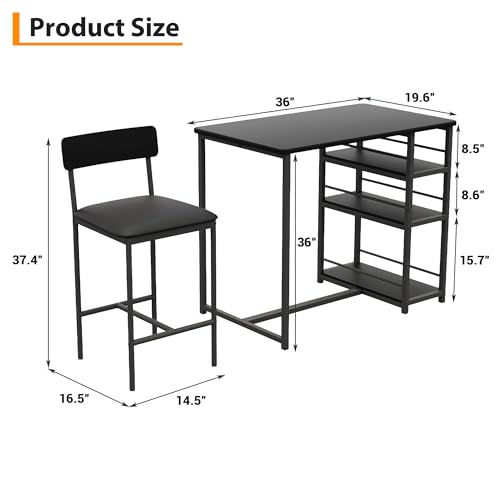 Farmhouse Counter Height Kitchen Table with 2 Bar Stools, view 4