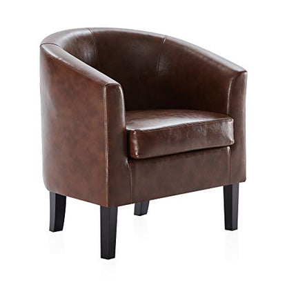 Accent Barrel Chair, Club Tub Sofa Corner Chair with Flared Legs and Cozy Soft Padding for Living Room Bedroom Waiting Room - Caramel
