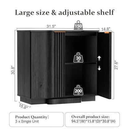 Fluted Buffet Cabinet with Storage, 94.5" Accent Sideboard Credenza, view 3
